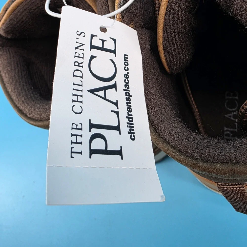 The Childrens Place Youth Tan Hiking Boots Size 6 Lace Up Faux Leather 3043219